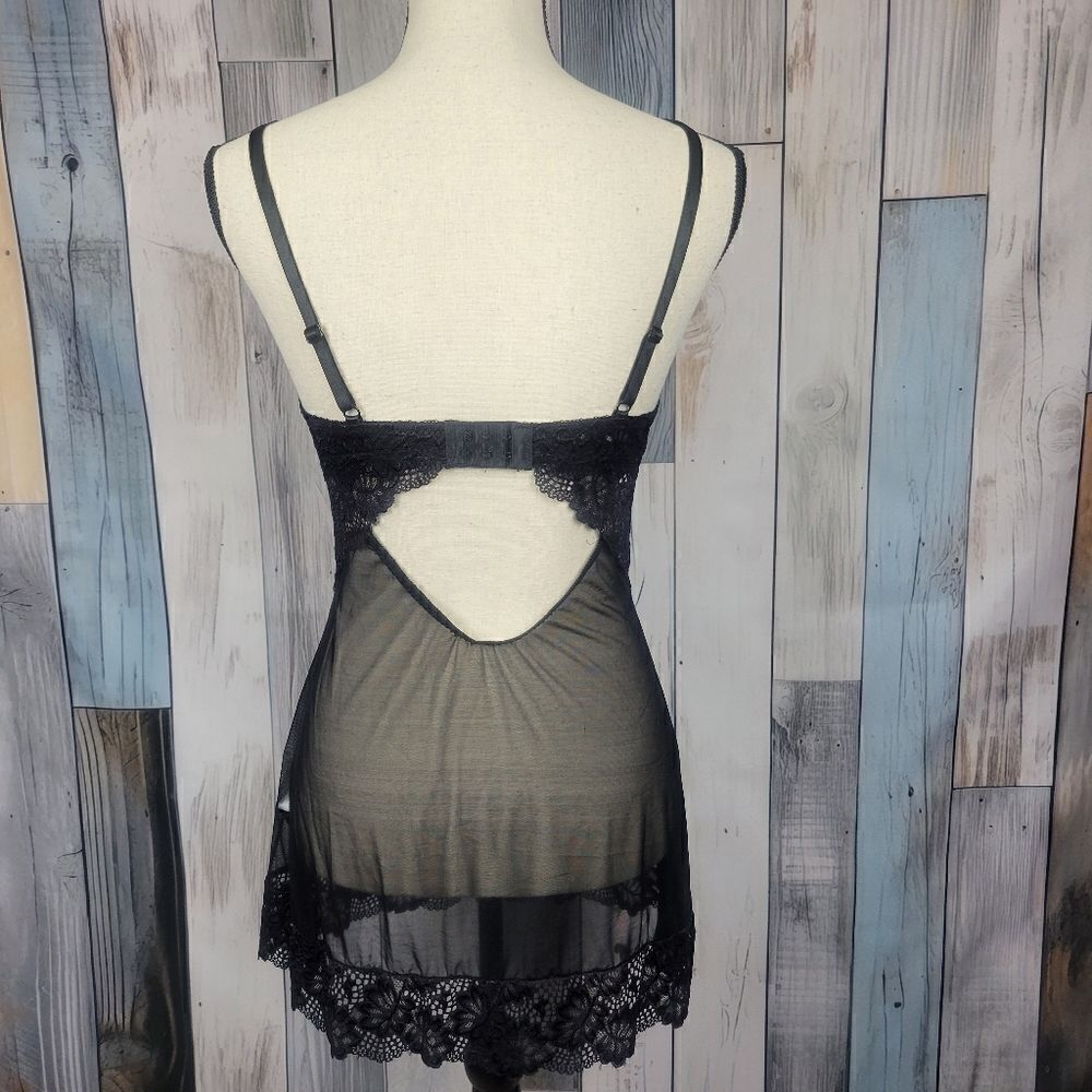 Oh La La Cheri Black Babydoll Chemise Underwire Lace Slip size Sm - Picture 3 of 7